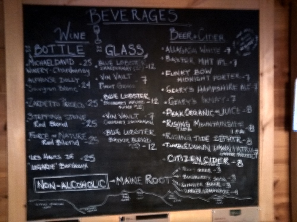 The bar list at Flagstaff Hut