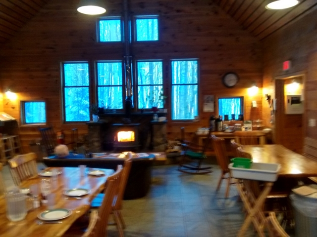 By the fire inside Flagstaff Hut