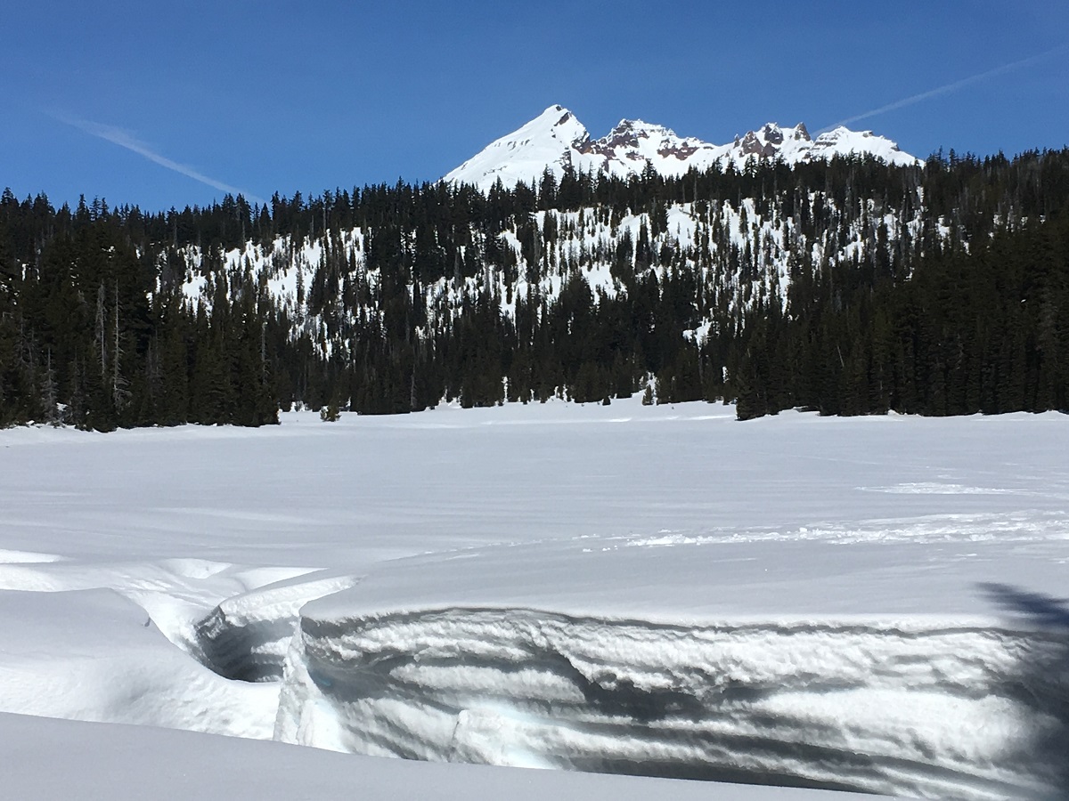 Broken Top with Todd Lake buried in deep snow photo by Al Larsen