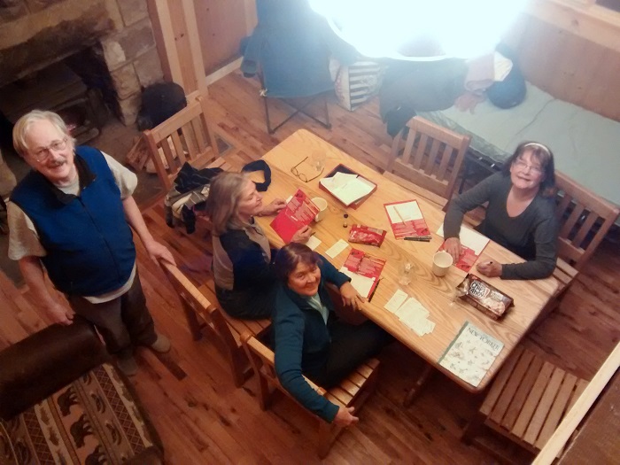Angels view of the gamers; (John, Wendy, Sue and Edna) New Germany SP cabin 2016