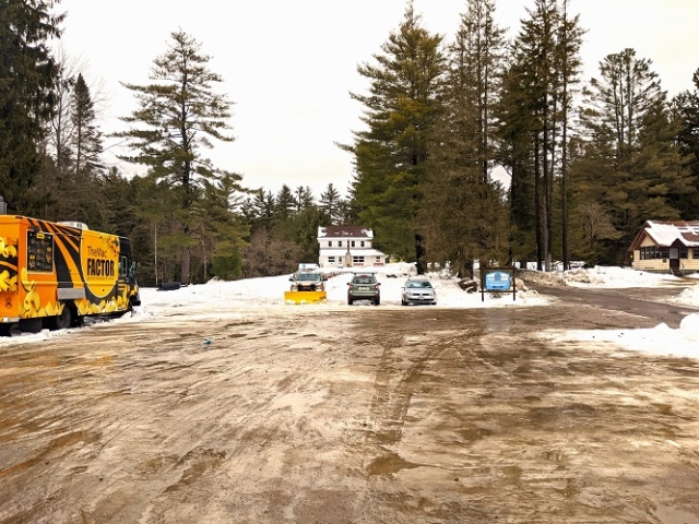 Parking lot at Lapland Lakes Ski Center started to melt a little