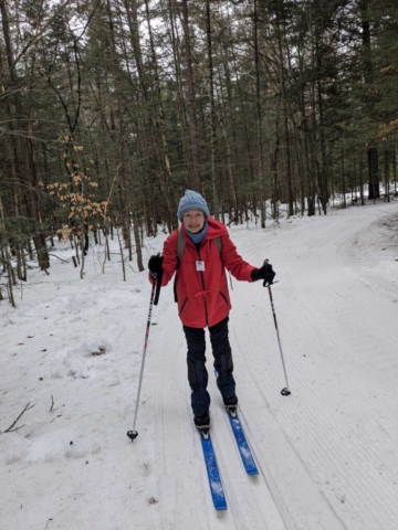 Althea on the ski trails, Lapland Lakes Nordic Center, NY