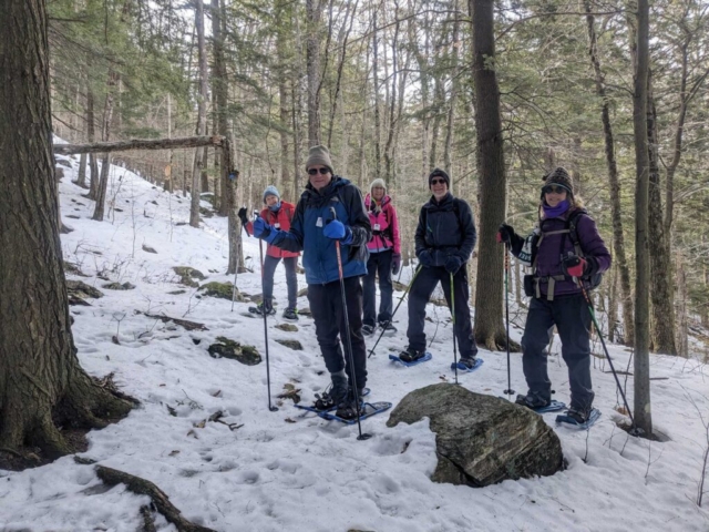 Althea, Brian, Joy, Doug, and Marcie Snowshoeing the Northville-Lake Placid Trail near Lapland Lakes, NY
