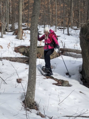 Joy Snowshoeing the Northville-Lake Placid Trail near Lapland Lakes, NY