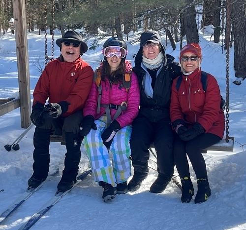 Larry, Marcie, Jenny and Maryanne on a giant swing